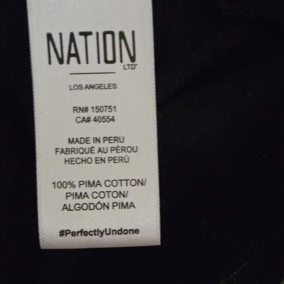 Nation LTD Pima Cotton Black Gold Button Detail Jersey Size M - Picture 6 of 6